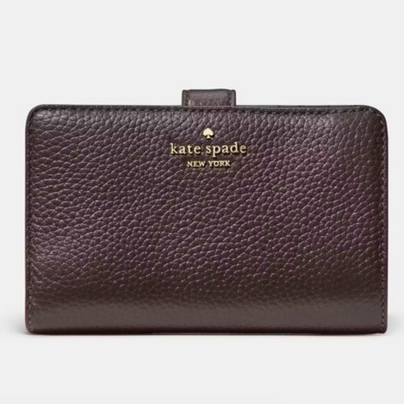 Kate Spade Brown Wallet Lena Medium Compact Hot Fudge NEW - Picture 2 of 5